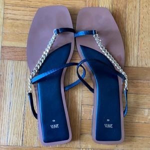 Black and gold Zara sandals